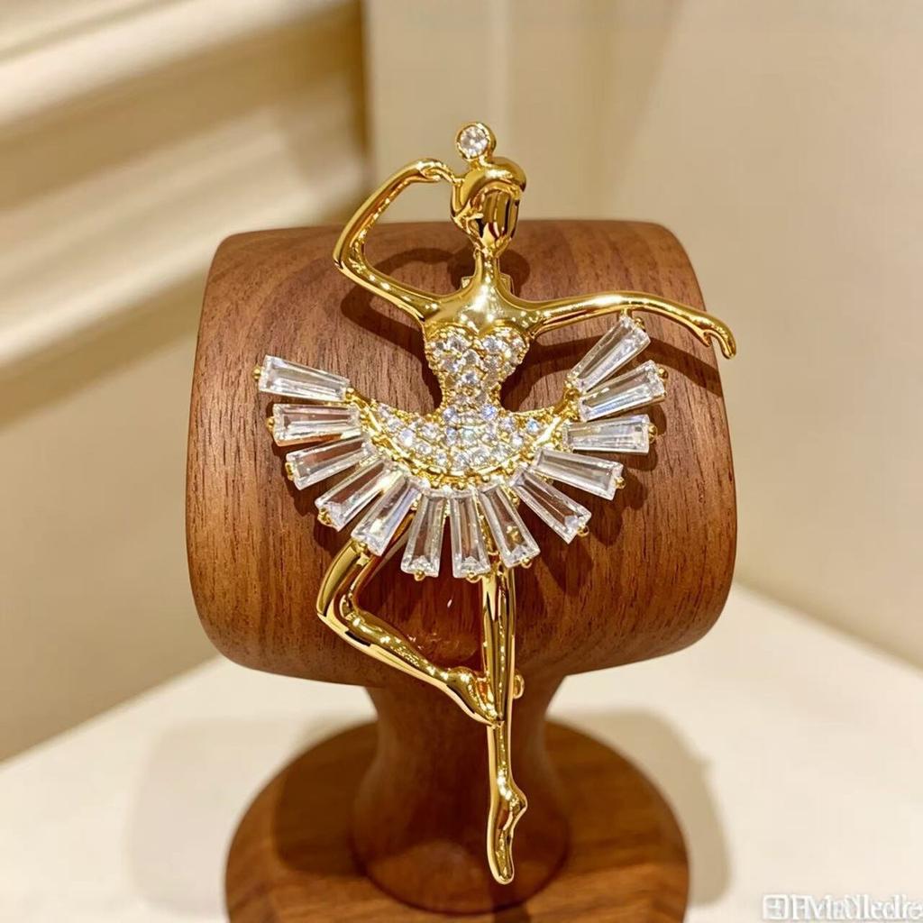 Dance Girls Ballet Dancing Brooches For Women Artistic Gymnastics Shining Crystal Brooch Pins Dress Coat Wedding Jewelry