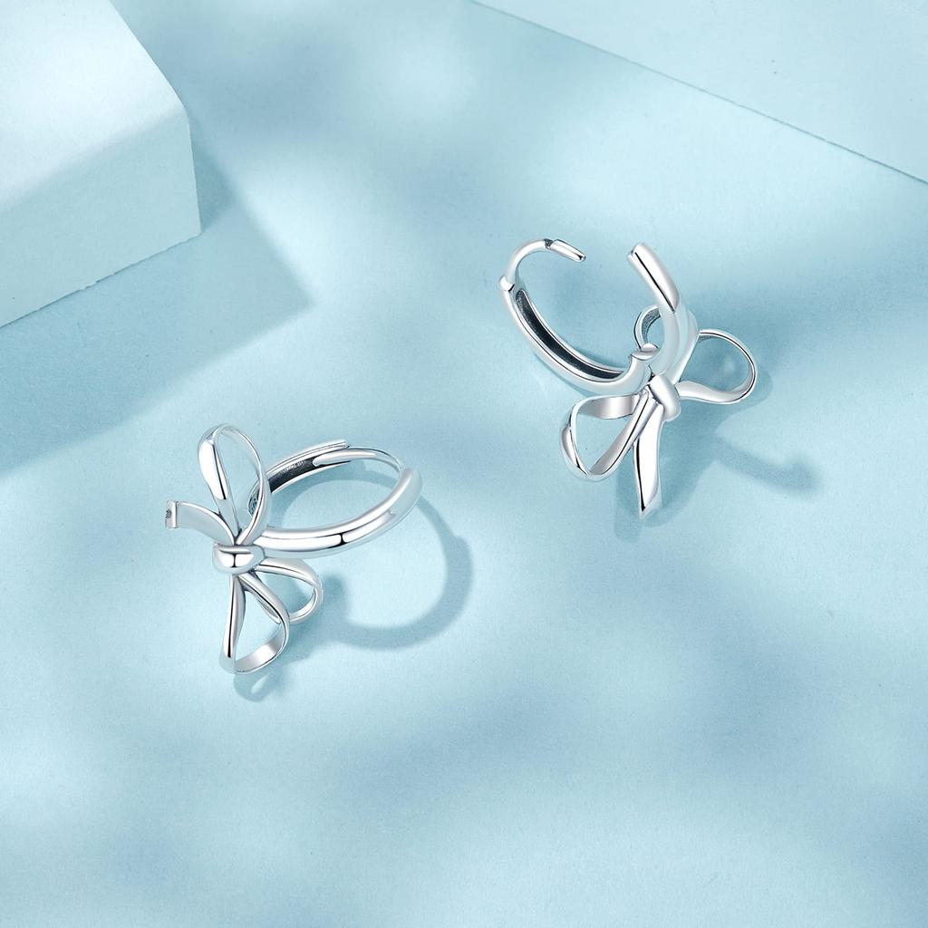 Silver earrings with bows, hoops, clasps, 925 silver