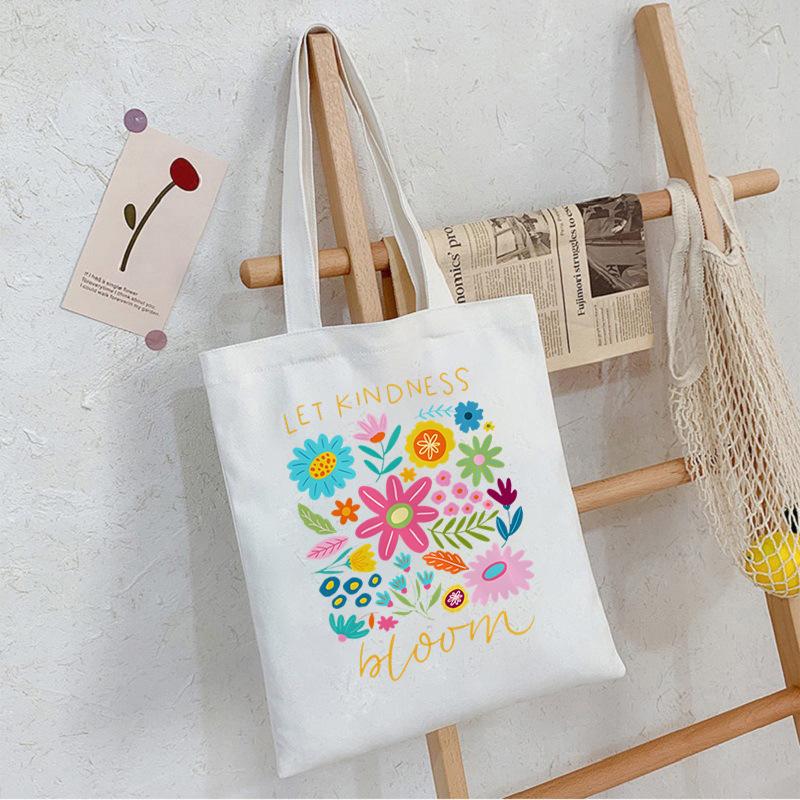 Floral Print Canvas Bag Casual Handbag Women Large Capacity