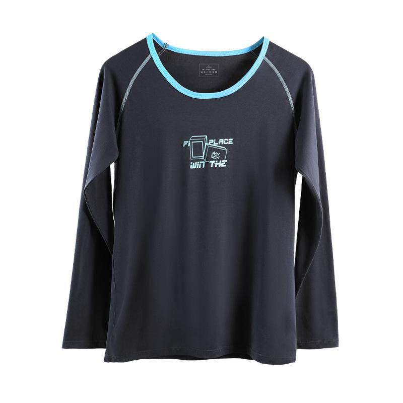 

Мужской облегающий хлопковый свитер с длинными рукавами и круглым вырезом - легкое теплое нижнее белье на осень/зиму 175(XL) темно-серого