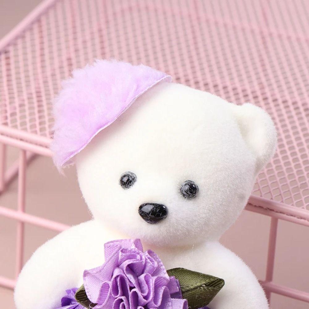 10pcs/set Plush Animal Mini Bear Flower Bouquet Plush Doll Cartoon Bouquet Doll  Girl Birthday Gift