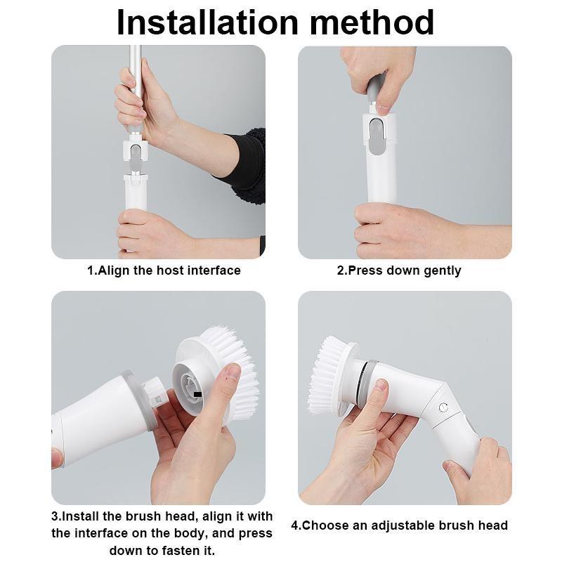 8 In 1 Household Cleaning Brush 2 Gears Cordless Spin Scrubber USB Charge Handheld Cleaning Brush for Bathroom Tub Wall Tiles Floor Kitchen