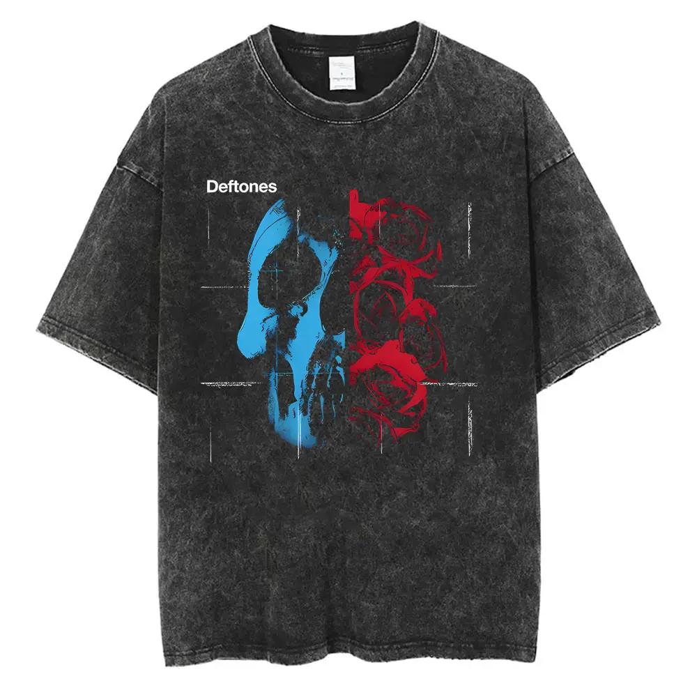 

Вінтажна футболка з графікою кота Deftones у стилі рок-н-рол для чоловіків і жінок, ретро хіп-хоп, з коротким рукавом, вуличний одяг S