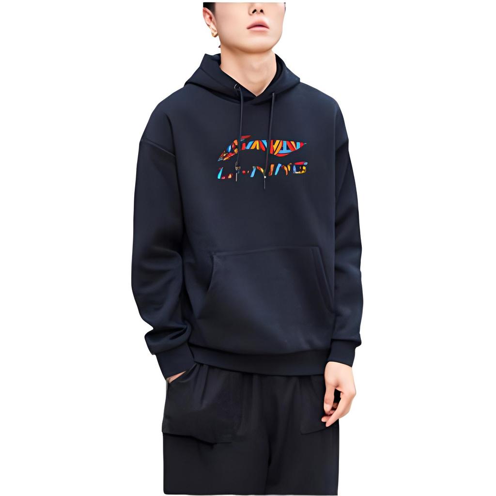 Li Ning Sweatshirts Men's Black Hooded Moderate Regular AWDS441-1