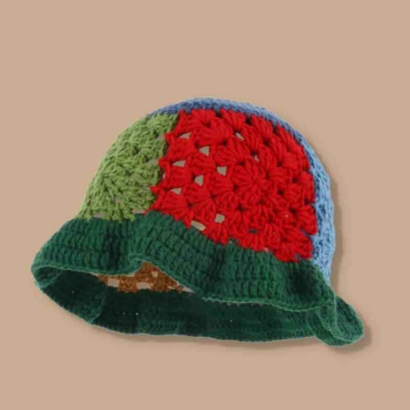 Neue Fischerhüte für Damen und Herren, handgestrickte gestreifte Pullovermützen, modische und vielseitige Wollmützen für Damen