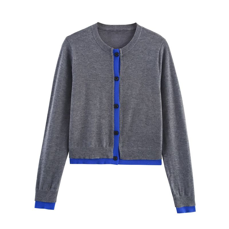 Kaslead New Women clothes Western Style Fashion Simple Patchwork Knitted Outerwear 3581005 802