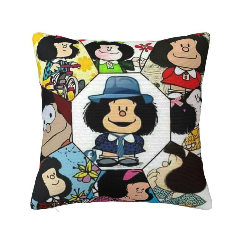 Custom Mafalda Kawaii Vintage Quino Comic Cartoon Mang Anime Throw Pillow for Living Room Luxury Cushion Cover Square Pillowcase