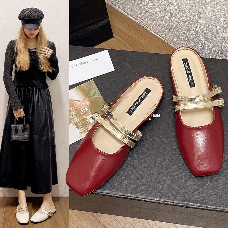 Women's Slippers Soft Sole Baotou Slippers Buckle New Style Comfortable Summer Women's Square Toe Casual Fashion Sandals