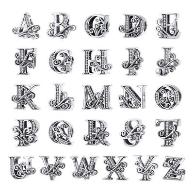 Avle 925 Sterling Silver English Letter Beaded Bracelet Beads
