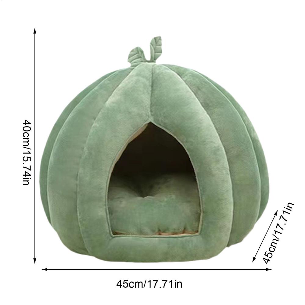 Enclosed Cat Nest Warm Cat Bed Pumpkin Shape Pet Sleeping House for Cats Washable Cat Sleeping Bed Pet Supply Halloween Pet Bed