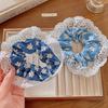 Sommer denimblau Spitze großer Darm Haargummi weiblich Koreanisch Blumendruck Kopfseil High-End Kopfschmuck