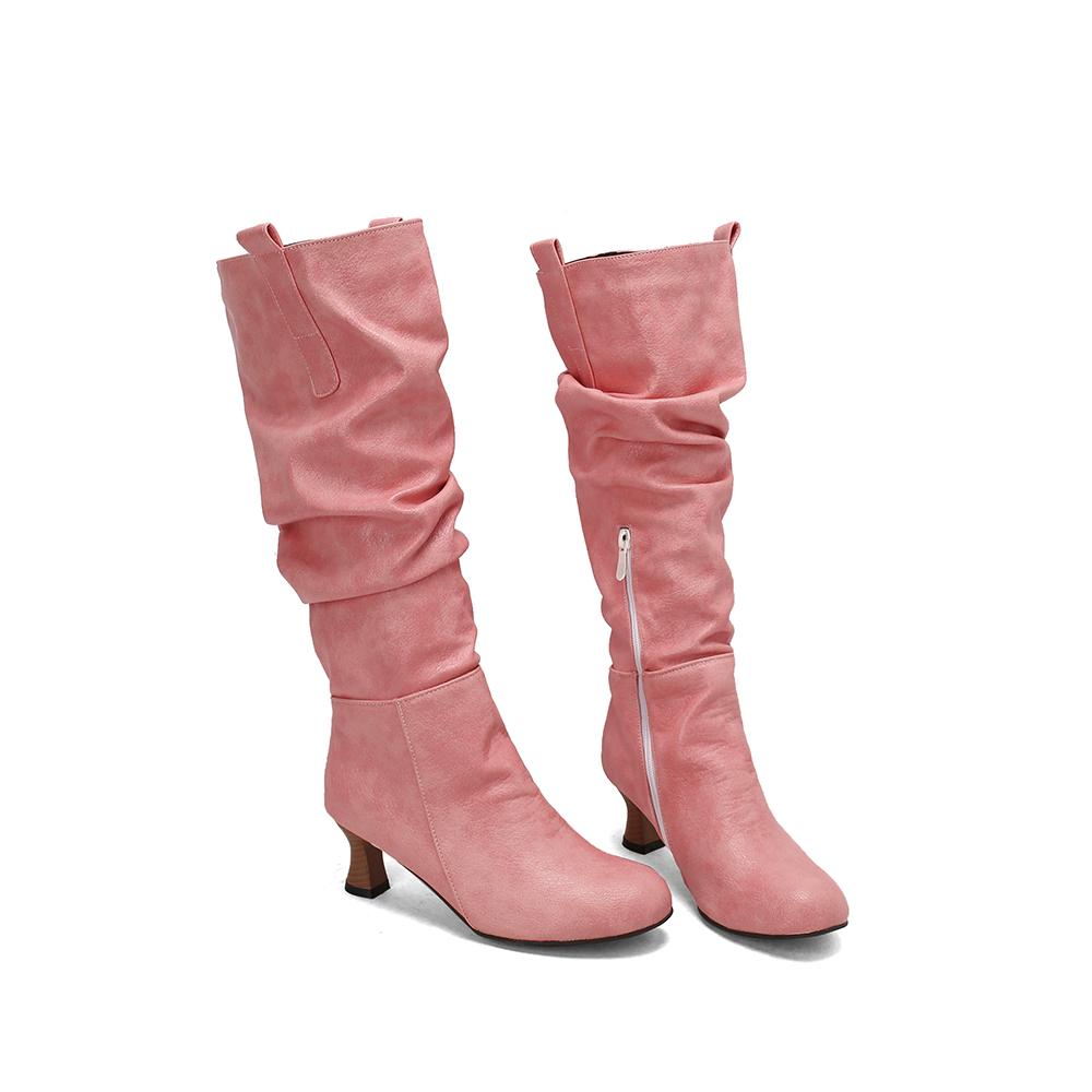 Yellow Pink Women Knee High Boots High Heel Big Size 50