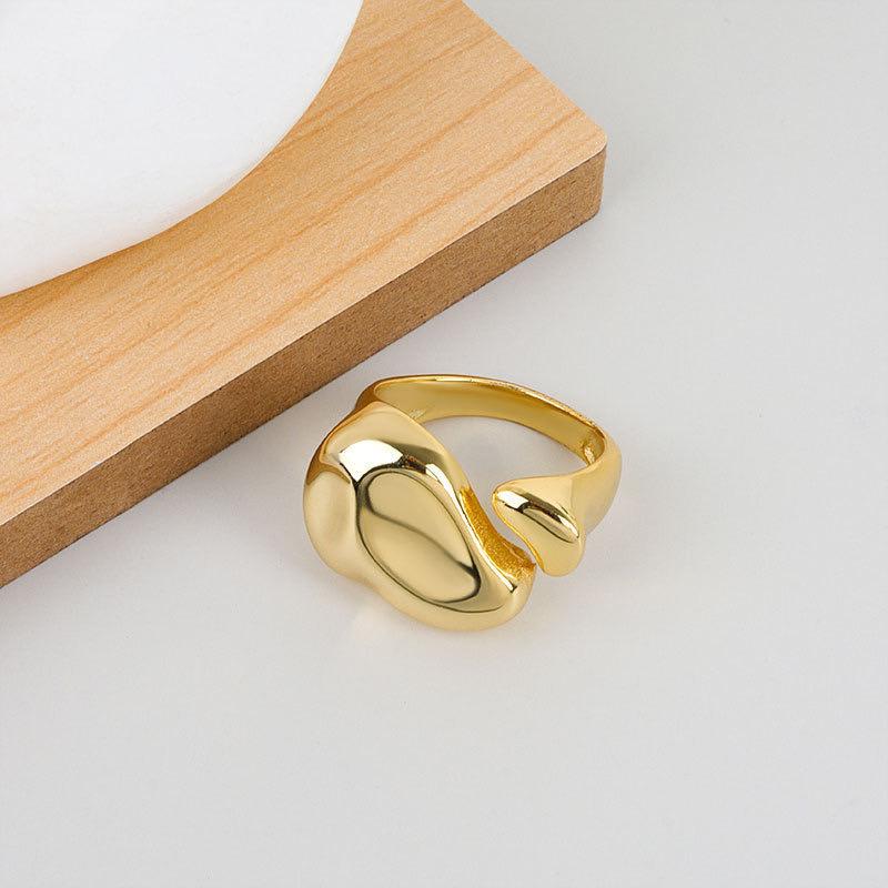 Silver Color Sterling Rings for Women Fashion Geometric Handmade Irregular Gold Ring Party Christmas Gift