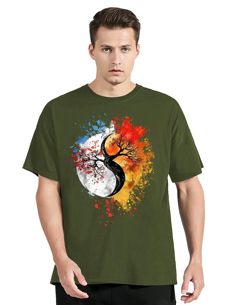 

Tree Of Life Yin Yang TShirt Chinese Yinyang Tai Chi Means Harmonious Tshirt Cotton Casual Men Clothing Oversized T Shirt Tops 3XL