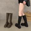 But knee boots women's autumn 2025 new elastic thin boots small thick-soled high knight boots