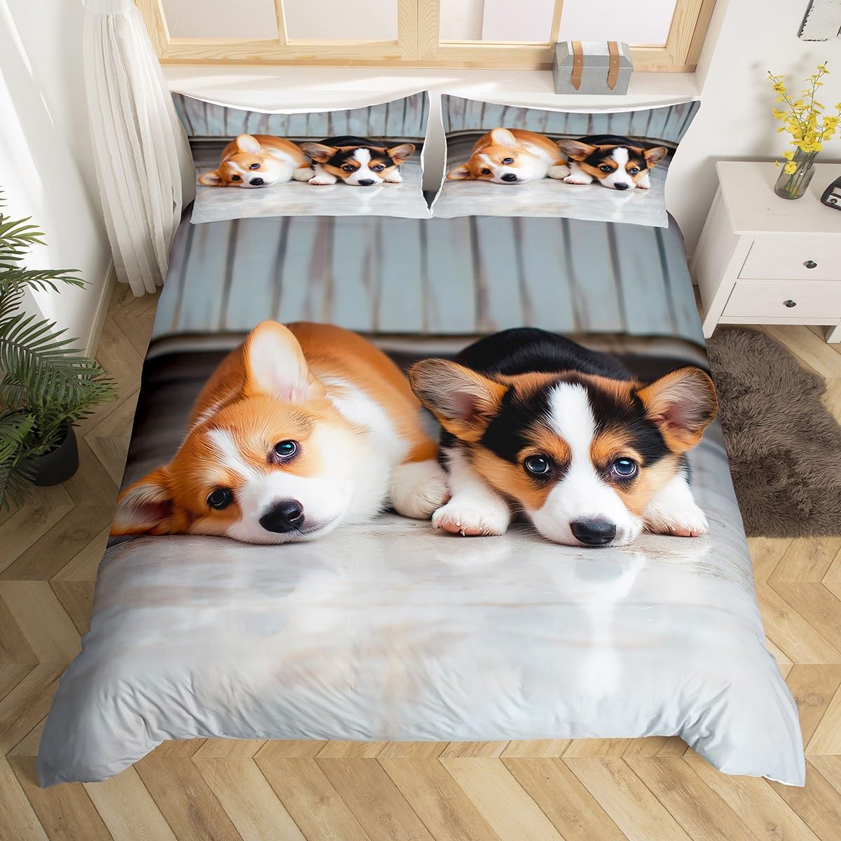 

Comforter Pet Pug Microfiber Puppy Dog Bedding Set Twin Full For Kids Boys Girls Room 2/3Pcs Cute Animal Theme Comforter Comforter (quilt)-EU Single(135*200cm)3pcs