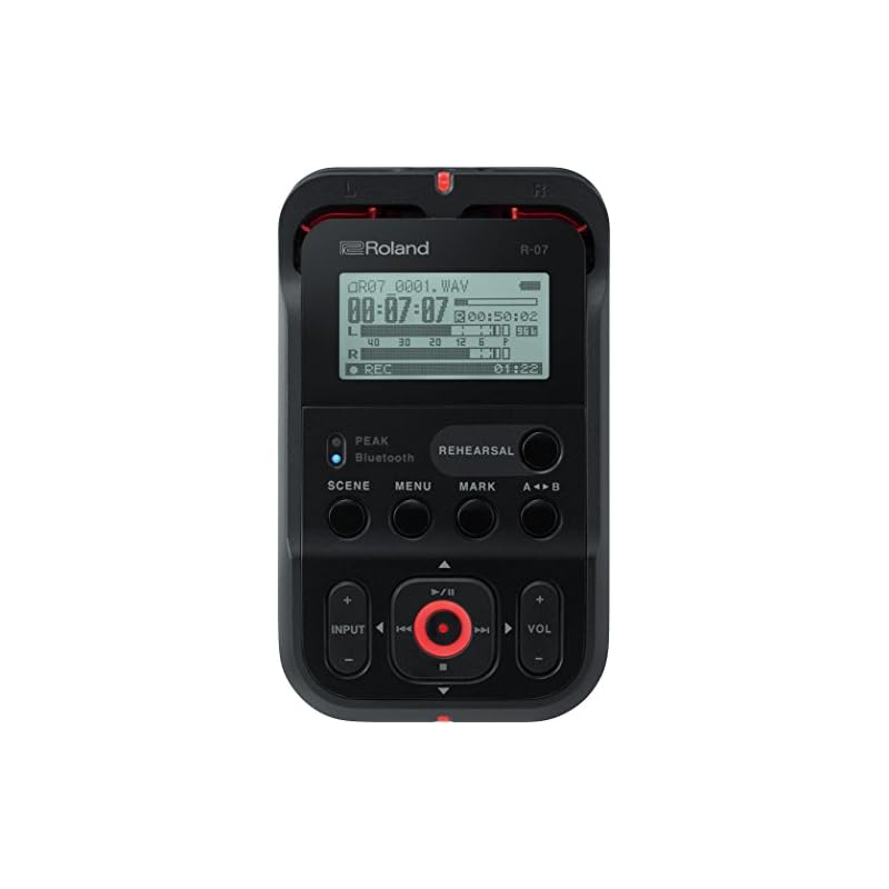 Roland R-07 Linear PCM Recorder with MicroSD Card Slot, High-Resolution Audio Quality up to 24-bit/96kHz, Black