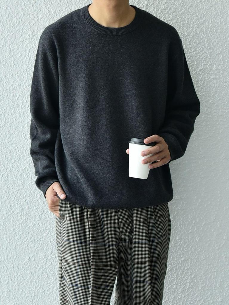SHIPS Any Knit, Handwashable, Cotton Cashmere Sweat-Like Knit, 2024FW, Men's, 716040015, Dark Gray, Size XL
