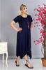 Women's Big Size Dress Plus Size Asymmetrical Cut Navy Blue Dress