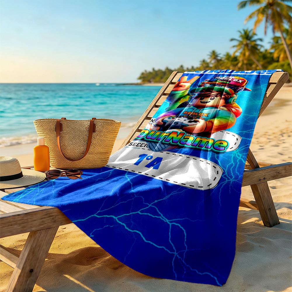 Roblox Personalized Name Beach Towel Quick-Dry Soft Microfiber Ideal for Travel Outdoor Swim Pool Yoga Surf Camping Hiking Gym Gift Holiday