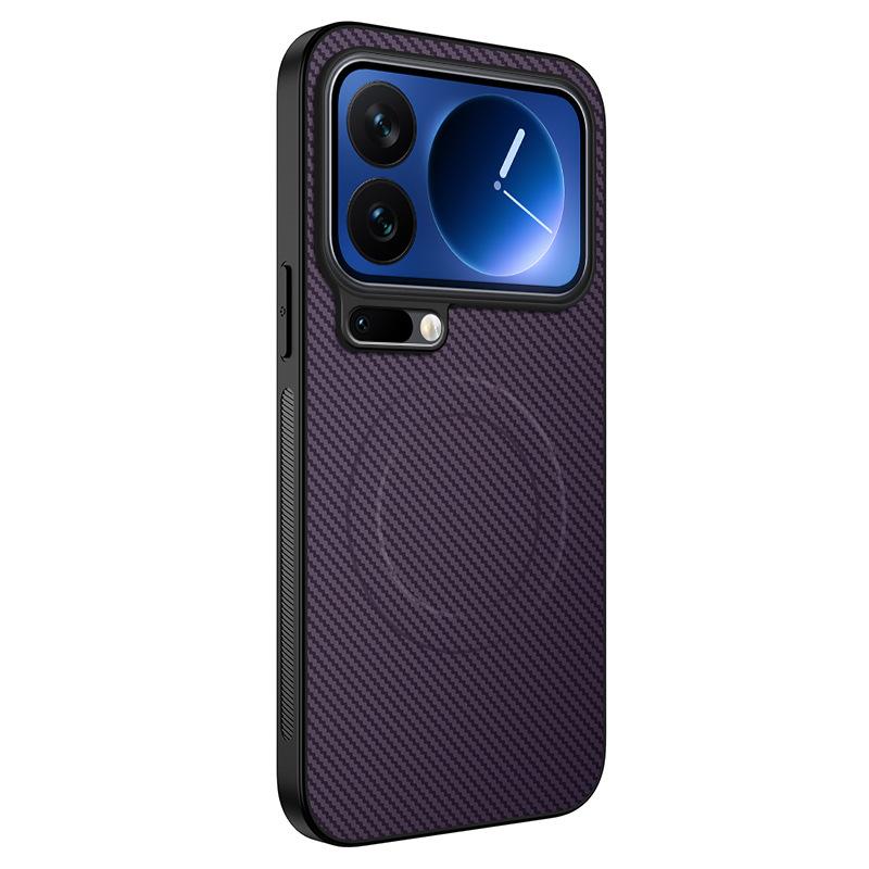 Applicable to Xiaomi Mi 17ProMax carbon fiber pattern magnetic mobile phone case Xiaomi Mi 15TPro matte anti-drop protective case