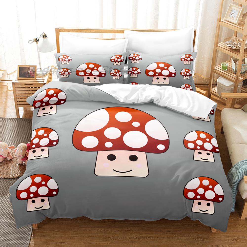 Rainbow Star Mushroom Bedding Set Single Twin Full Queen King Size Bed Set Aldult Kid Bedroom 3D Print Anime Bed Sheet Set