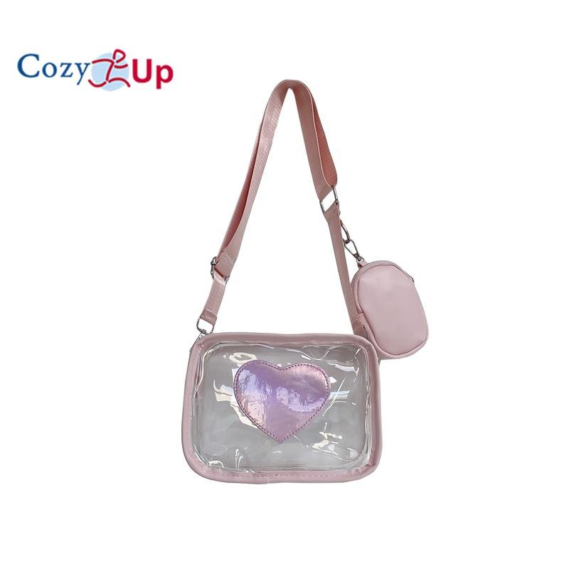 Conjunto de duas peças de bolsa feminina transversal Cozy Up com bolsa de ombro transparente de PVC de um ombro
