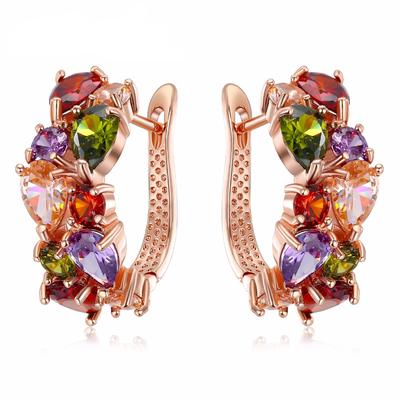 Boucles d'oreilles en Zircon coloré en alliage de haute qualité bijoux gouttes d'eau boucles d'oreilles en cristal géométrique femme