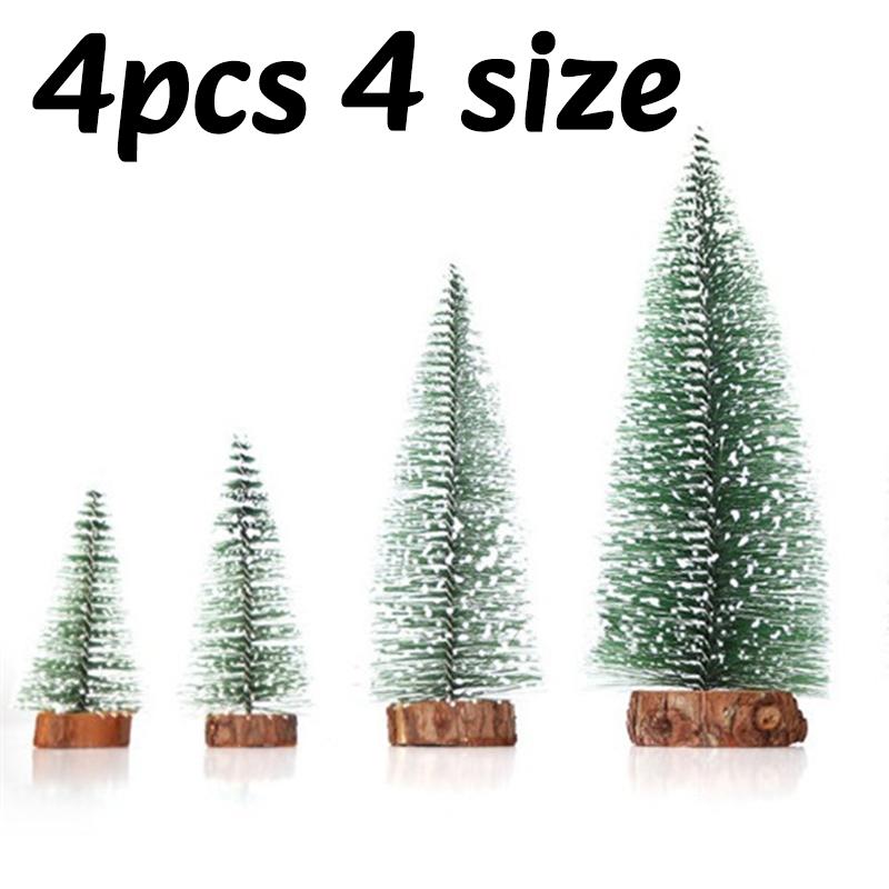 1/2/4PC Mini Christmas Tree Decor with Snow Covered Pine Winter Snow Ornaments Trees Xmas Party Home Party Tabletop Decoration