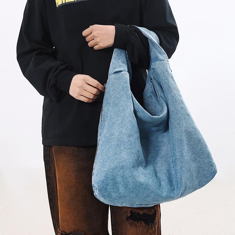 Shoulder Underarm Bag Women'S Denim Trendy Brand Large Capacity Shoulder Bag Casual Retro Commuter Handbag