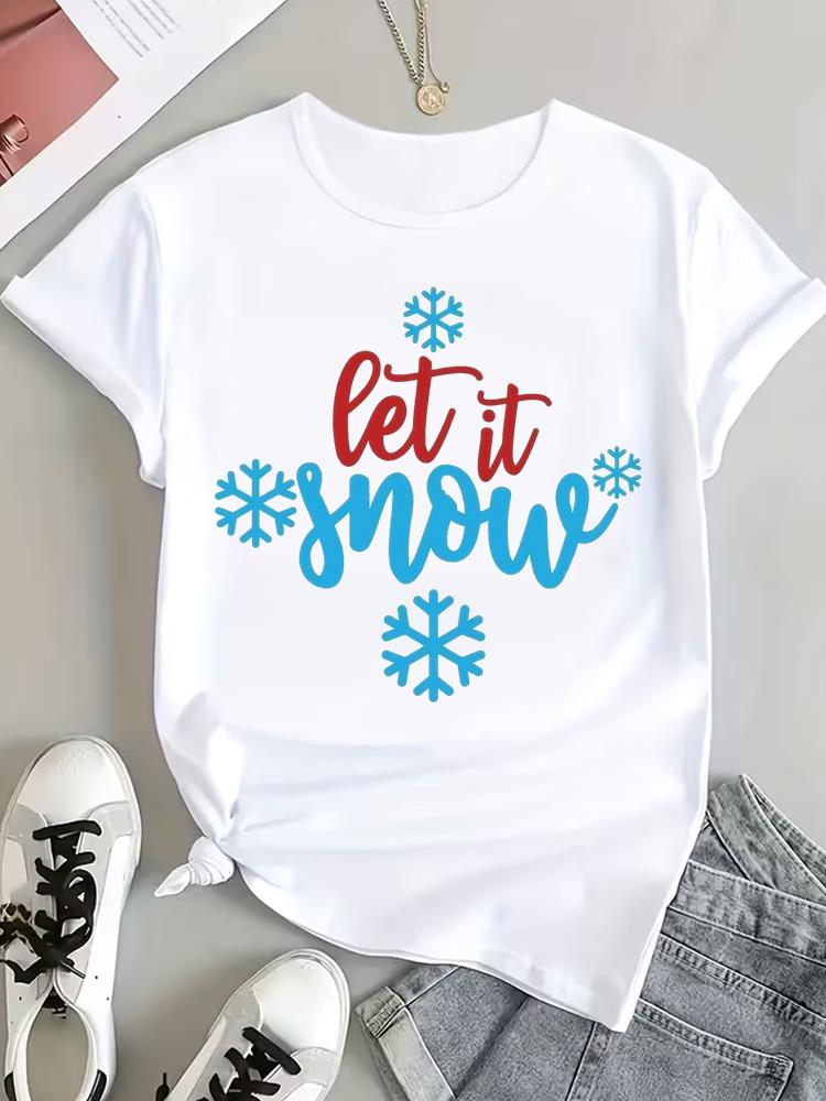 (Asian Size) Watercolor Tree Tee Top Print Christmas New Year Clothing T Shirt Women Fashion Festival Female Woman Short Sleeve Graphic T-shirts