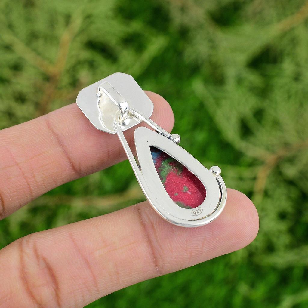 Daughters Day Sale Sterling Silver Rainbow Calsilica Stone New Pendant Jewelry