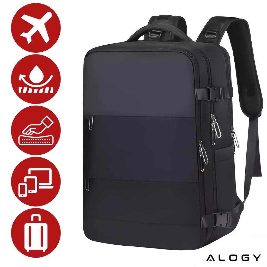Men's Women's Travel Laptop Backpack for Suitcase Luggage for Plane Work School 45X30X20Cm Alogy Unisex Black