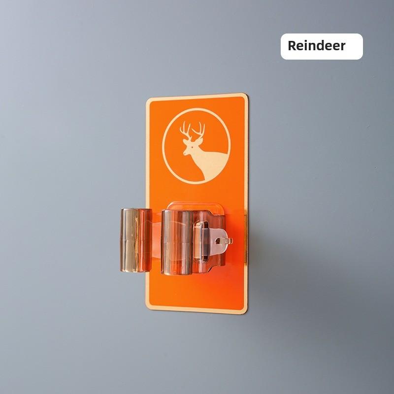 Adhesive Mop and Broom Holder, Wall Mounted Mop Organizer, Punch-Free Broom Gripper for Bathroom, Kitchen Storage