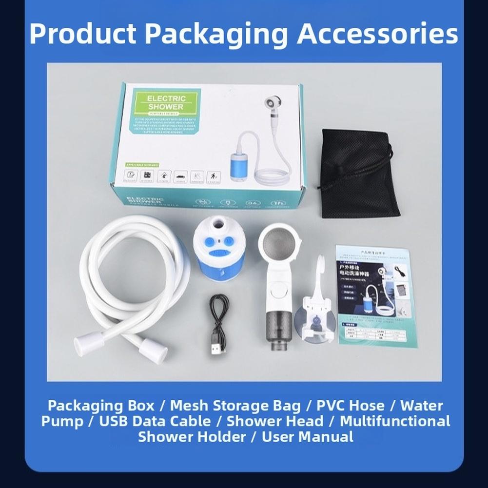 Blue Portable Shower Strong Water Flow Shower Pump Bath Sprayer Rechargeable Pump Strong Water Pressure 3 Pressure Modes