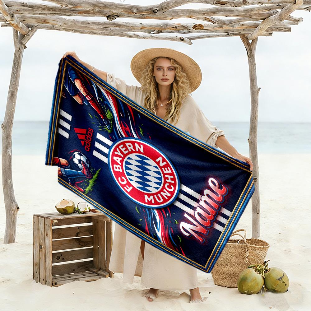 Bayern Munich Fan Gear Personalized Name Beach Towel Super Soft & Absorbent Portable for SwimmingBeachCamping Travel Beach AccessoriesGym