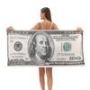 White 100 Dollar Bill Patterned Beach Towel Microfiber Soft Boys Beach Towels Large Size Bath Pool Spa Travel Bathroom Towels Quick Dry Sand Proof
