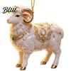 Festive Party Supplies Goat Christmas Car Hanging Ornament 2D Acrylic Pendant with Seasonal Ornaments String Cute Animal Decor for Rearview Mirror,
