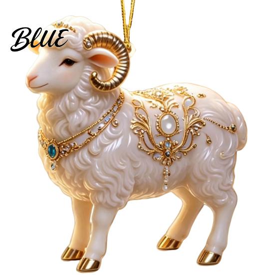 Festive Party Supplies Goat Christmas Car Hanging Ornament 2D Acrylic Pendant with Seasonal Ornaments String Cute Animal Decor for Rearview Mirror,