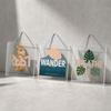Square Clear Acrylic Wall Plaque Cat Art 20x20cm Smooth Edge Hanging Sign Home Decoration