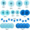 Party Decorations, Blue Papar Fans Pompoms Garlands for Men Boy Fathers Day Graduation Bachelorette Wedding Birthday Baby Showers Birthday Party