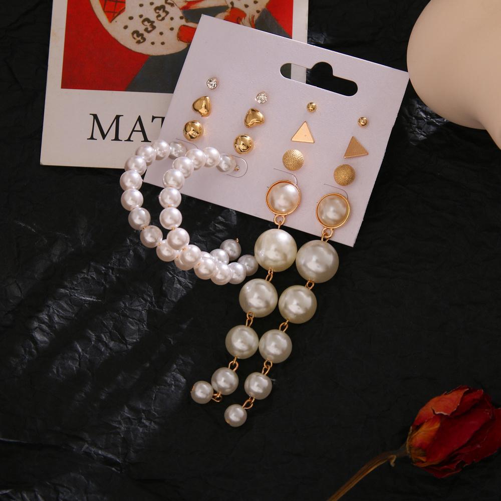 Retro Elegant Hoop Earrings Set for Women Temperament Zircon Stud Earrings Jewelry Set Gift