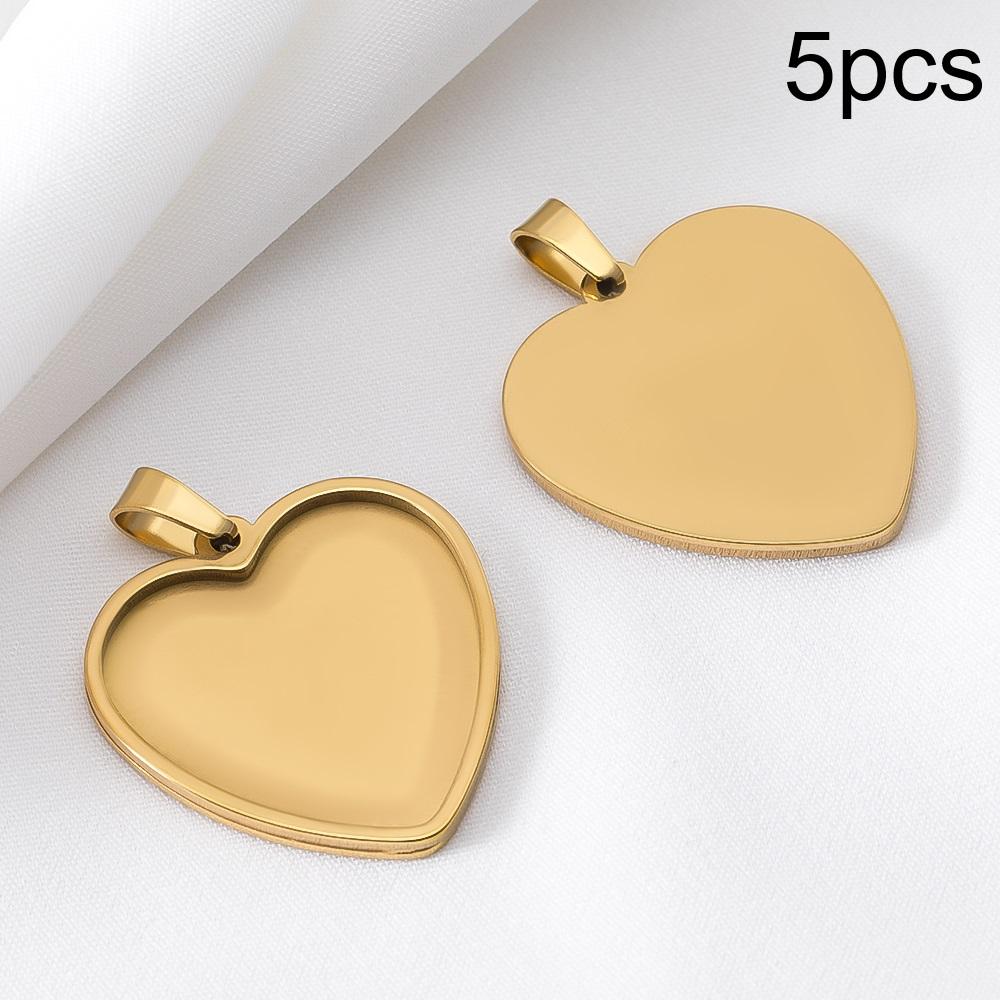 5Pcs 2Pcs Stainless Steel Heart Blank Pendant Trays Bezel Charms Bulk for Homemade Necklaces Jewelry Making DIY Crafts Resin Art