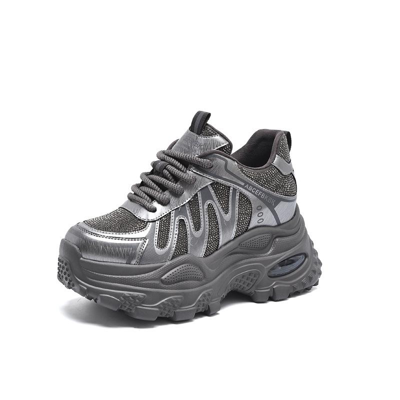 

Inner heightening dad shoes women s autumn new muffin thick-soled rhinestone versatile small sports and leisure shoes 39