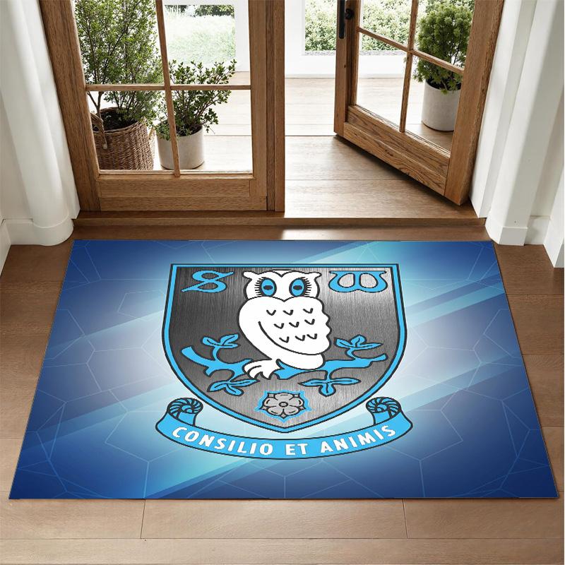 Sheffield Wednesday Design Crystal Velvet Rug Soft Decorative Mat for Bedroom Entrance