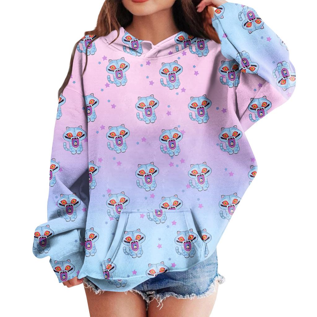 Sweatshirts For Teen Girls Hoodies Long Sleeve Drawstring Pullover Cute Printed Hoodie Top