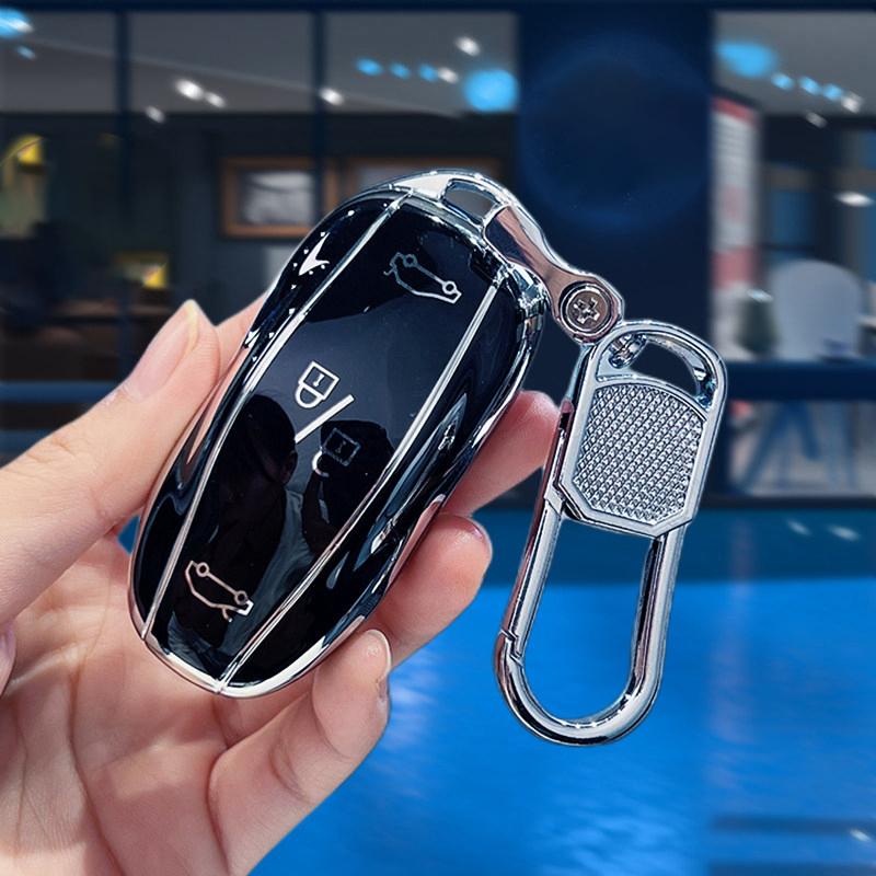 Silberne Kante TPU Auto Keyless Schale Fob Für Tesla Model 3 Y X Model S Schutz Hülle für Auto Fernbedienung Schlüssel Zubehör
