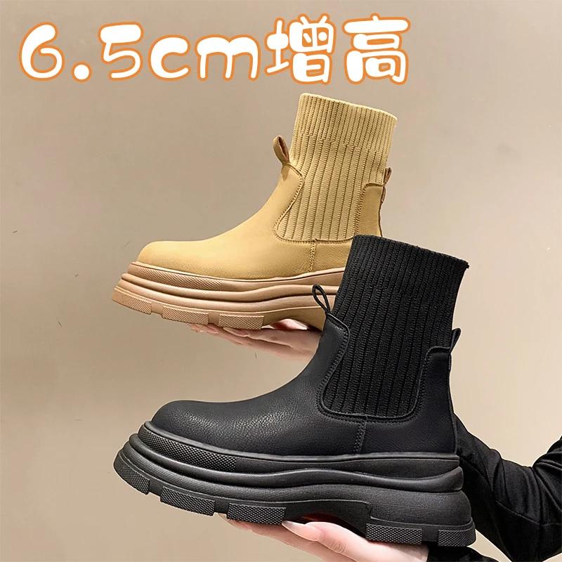 Women Chelsea Boots Autumn New Black Mid Ankle Platform Lady Shoes Female All Match Classic Concise Fashion Round Toe Boots
