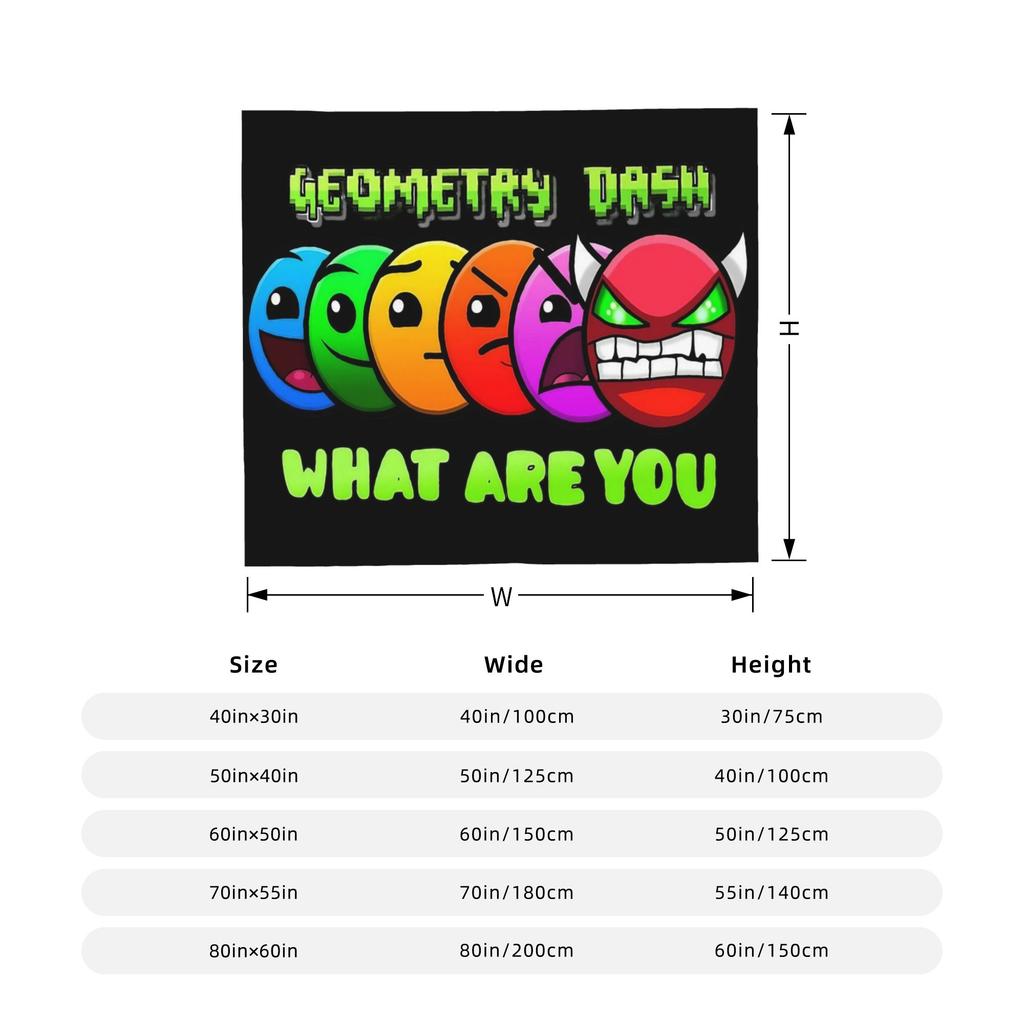 Funny Gaming Geometric Dash Video Game Knitted Blanket Velvet Geometry Dash Soft Throw Blankets for Bedding Couch Bedspread