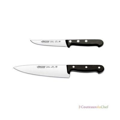 2-Knife Set - ARCOS - UNIVERSAL - NIT Stainless Steel Blades - Black POM Handles